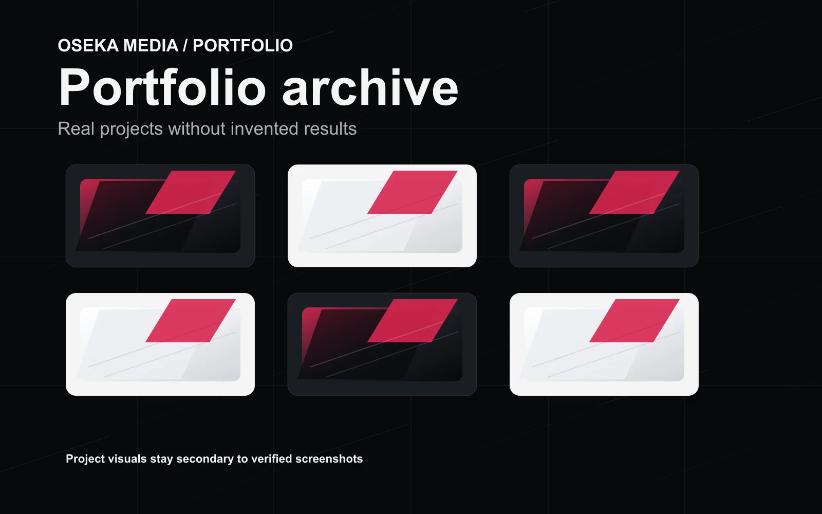 Portfolio arhiva Oseka Media s realnim projektima i neutralnim projektnim vizualima
