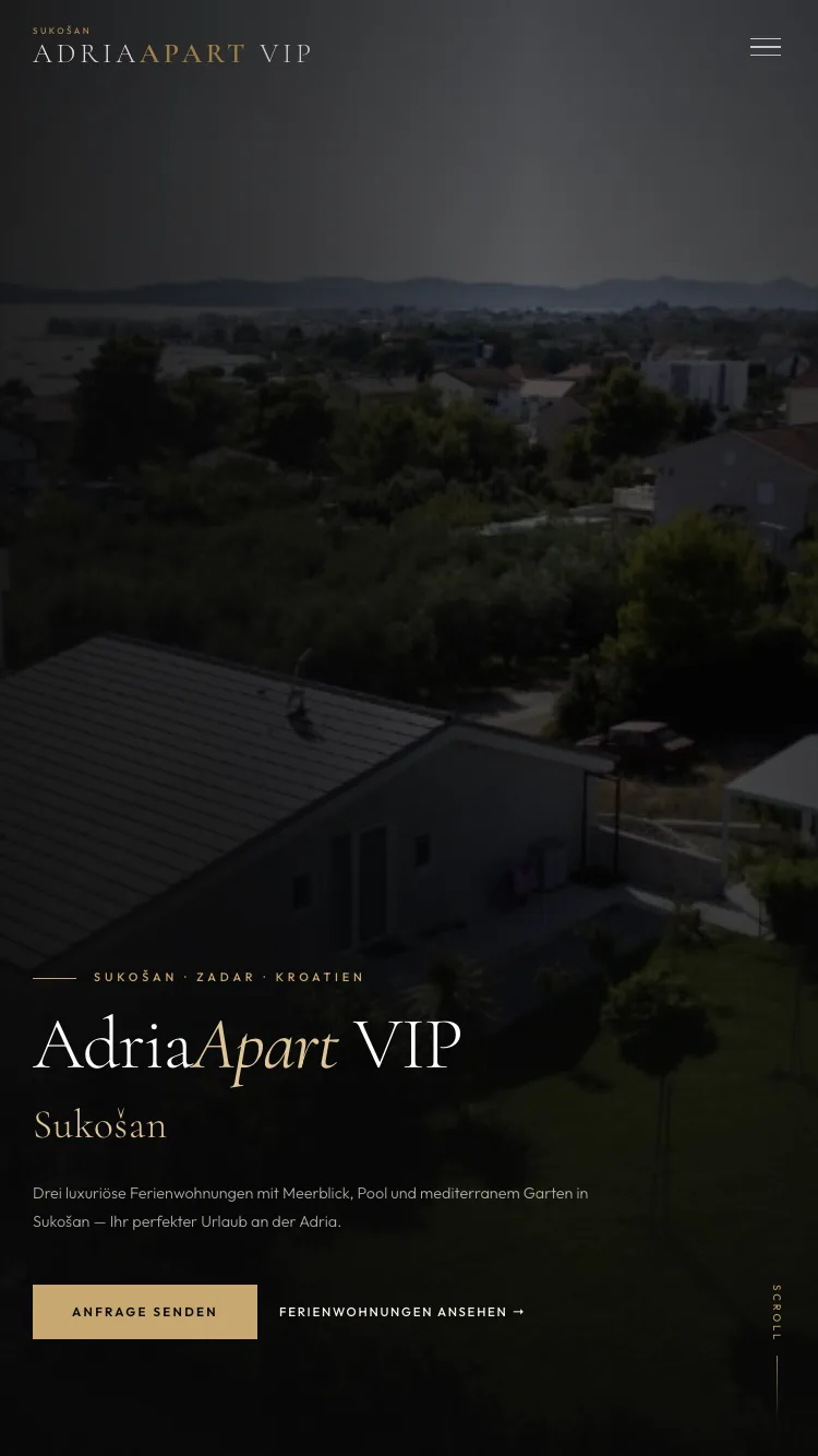 Prikaz web stranice Adria Apart na mobilnom uređaju