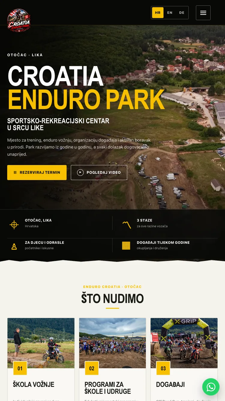Prikaz web stranice Croatia Enduro Park na mobilnom uređaju