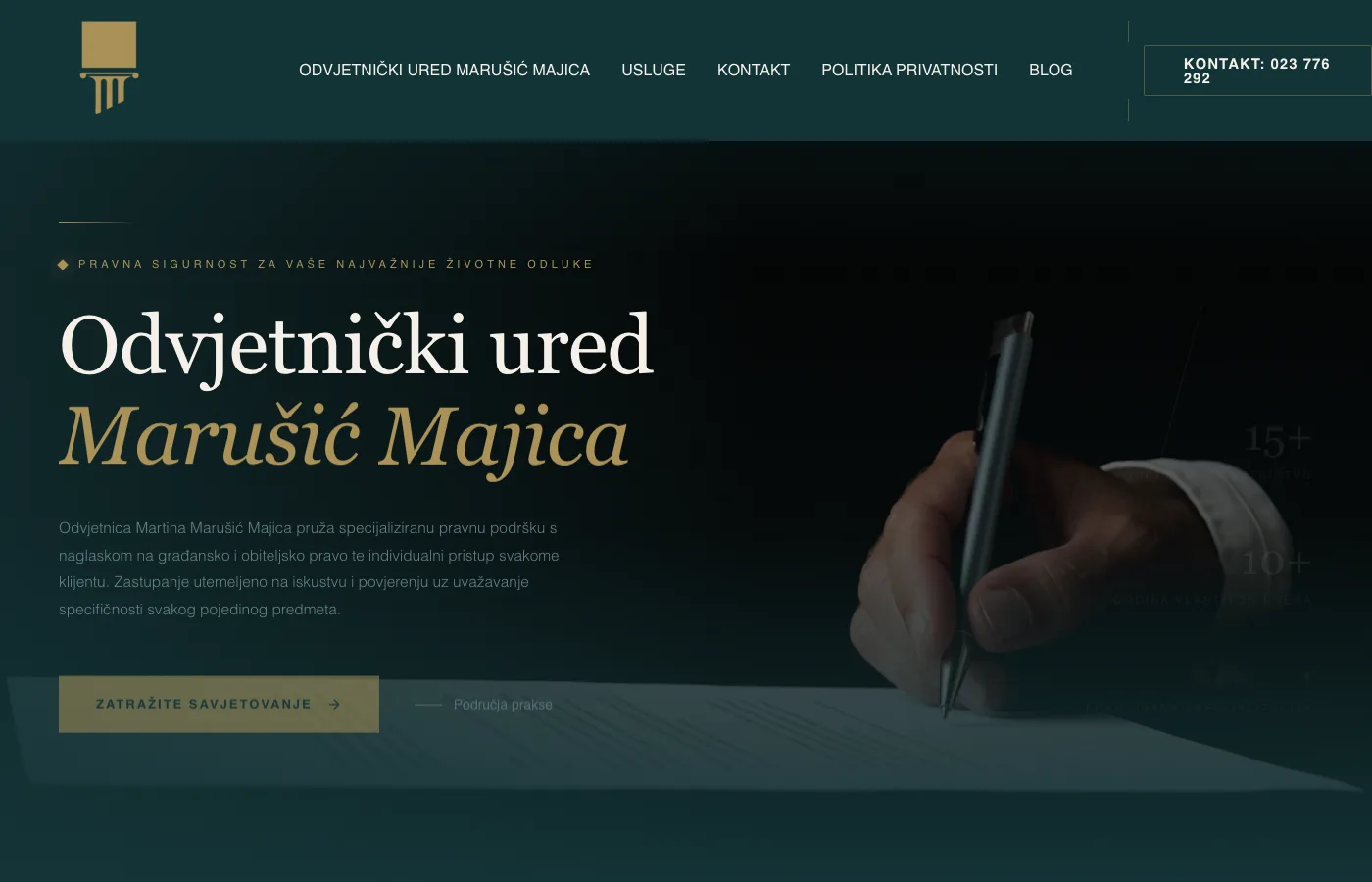 Prikaz web stranice Odvjetnički ured Marušić Majica