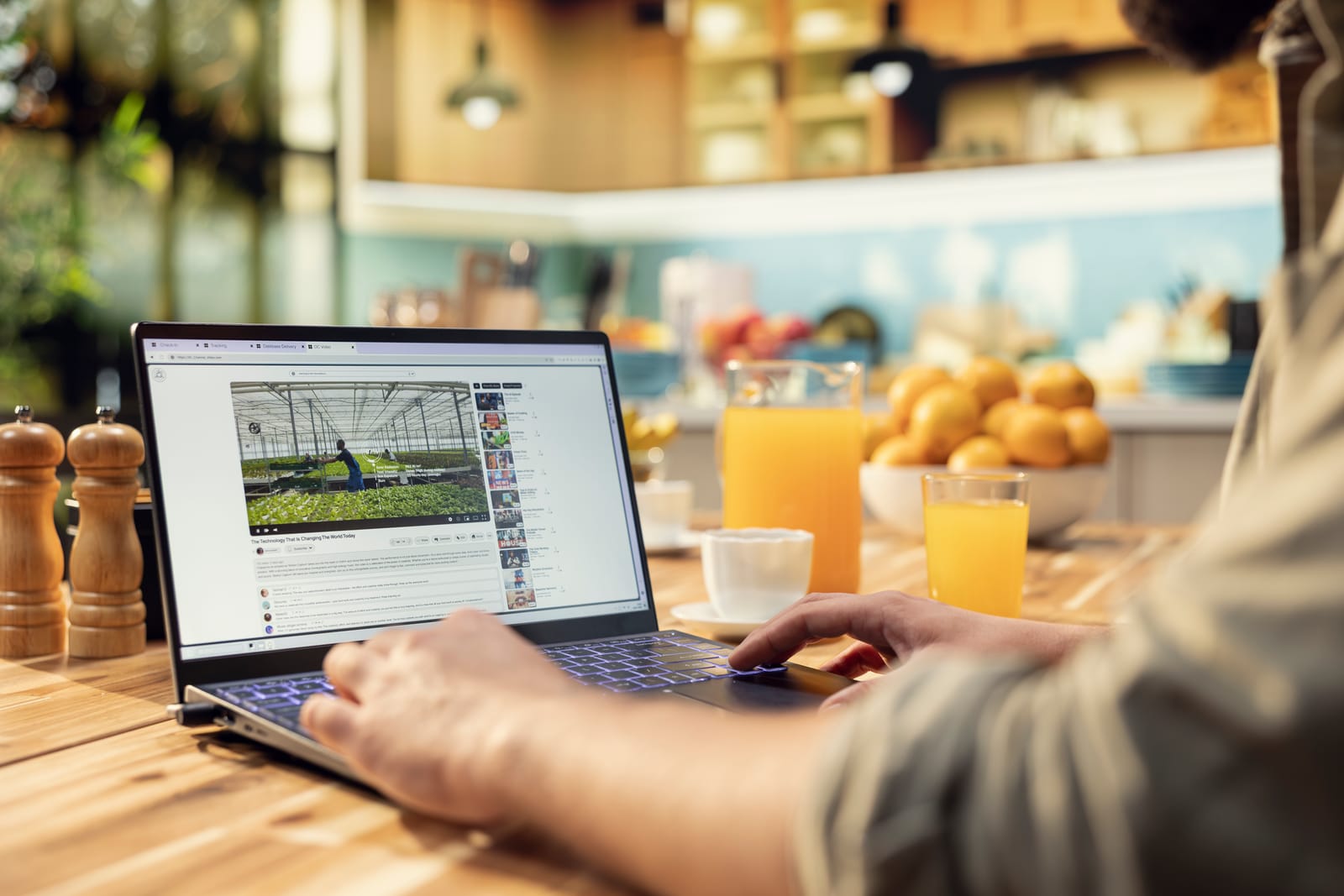 Kupac na laptopu čita recenzije na Googleu prije odabira lokalne tvrtke