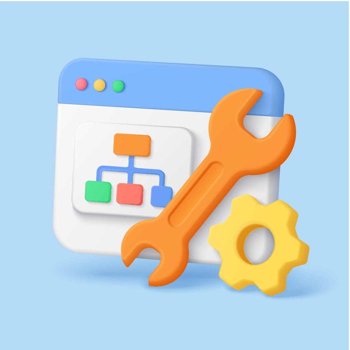 Tehnički SEO i struktura web stranice prikazani kroz 3D alate za optimizaciju